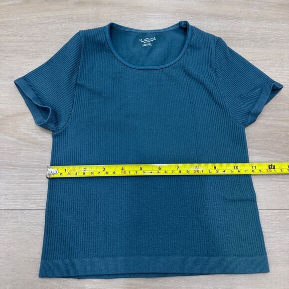 Out From Under Urban Outfitters Tee Stretch Ribbed Crop Fitted XS/S Teal - Picture 4 of 6